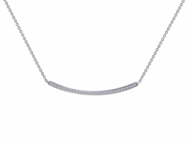 Sterling Silver Curved Bar Necklace by Lafonn Jewelry